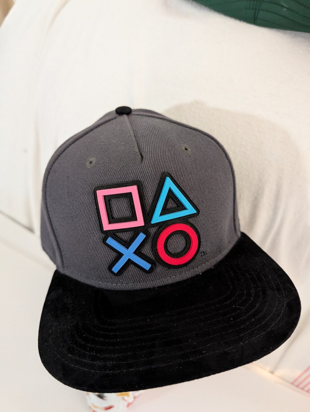 Sony PlayStation Gray & Black Snapback Hat with Colorful Controller Icons